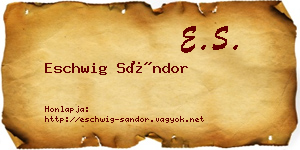 Eschwig Sándor névjegykártya